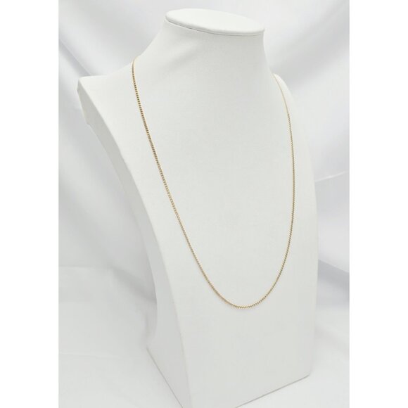 Unique Thin 14K Solid Yellow Gold Designer Cuban Link Chain Necklace 22" Length - Picture 6 of 14